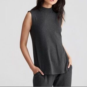 NEW Eileen Fisher Tencel Stretch Jersey Top sz Small Gray Mock Neck